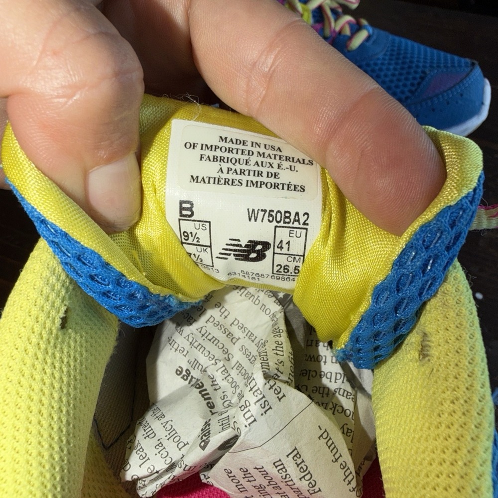 New Balance Womens Size 9.5 750 V2 Running Shoes Blue Neon Pink W750BA2 EUC - Picture 6 of 6